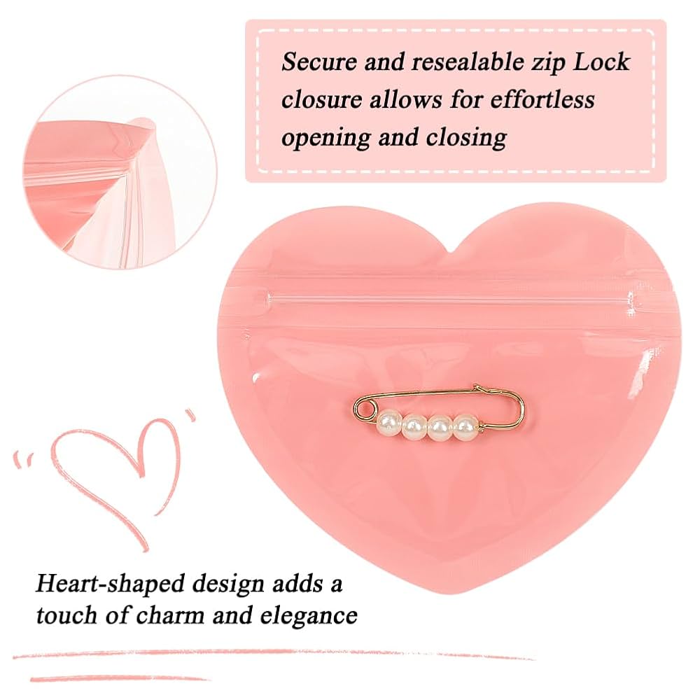 100pcs Mini Bags for Small Business, 2x3 inch Heart-Shaped